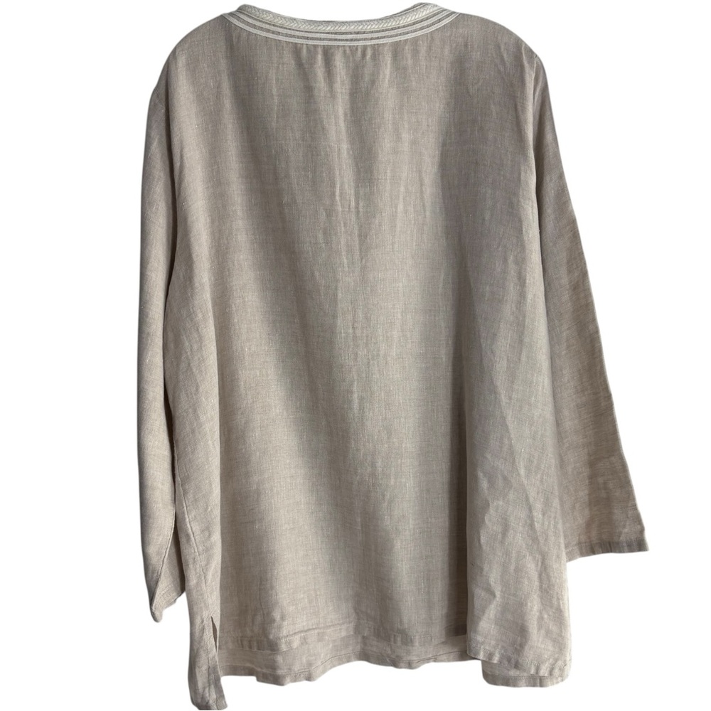 TALBOTS WOMAN 100% Linen Embroidered Beige Tunic Size 1X -- VERY CLASSY!!! - Picture 4 of 10